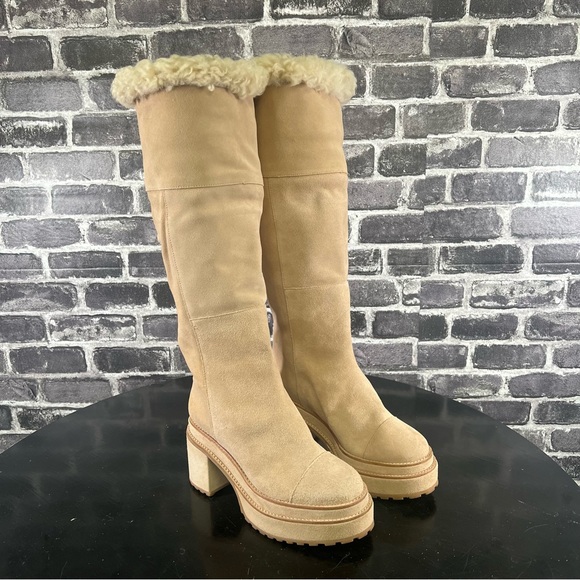 NWOT Cult Gaia Cowhide Suede Sommar fold over Boots - Size 36.5 - Picture 9 of 14